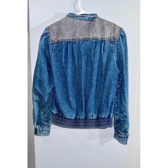 Vintage WBRK-FM gray and blue denim jacket 80's to 90's snap front size medium - Picture 5 of 9